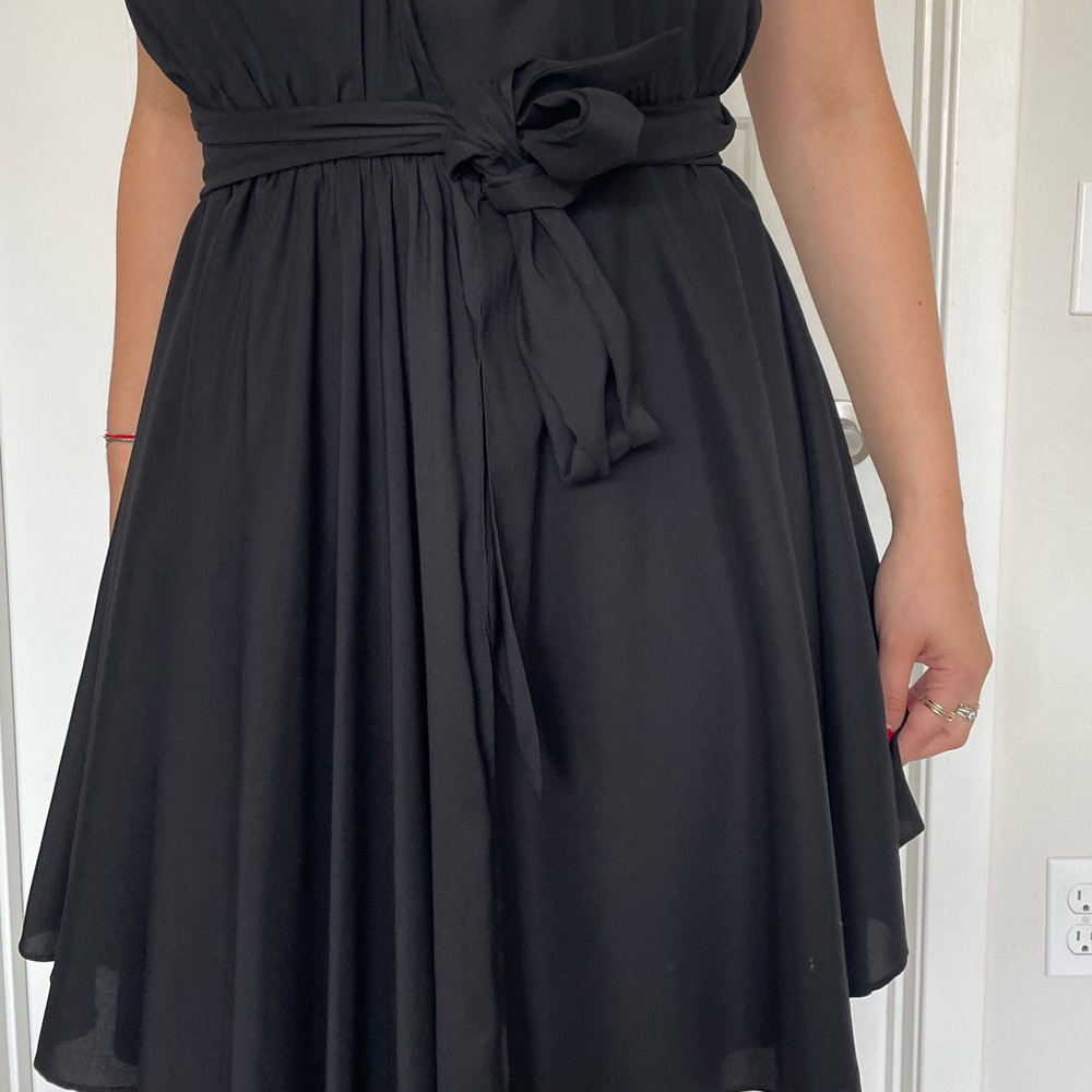 Black Asymmetrical Wrap Dress - Gem